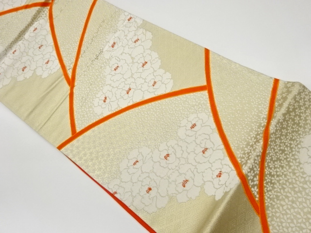 JAPANESE KIMONO / VINTAGE FUKURO OBI / WOVEN PEONY